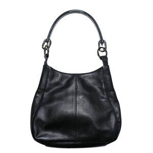 Apostrophe Black Hobo Shoulder Bag with Acrylic Resin Handle Faux Leather